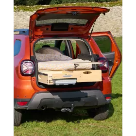 Kit aménagement voiture avec camping-box, matelas TCHAO TCHAO | Couchette pour voiture idéale road trip |