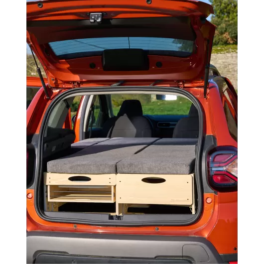Kit aménagement voiture avec camping-box, matelas TCHAO TCHAO | Couchette pour voiture idéale road trip | Matelas HR35