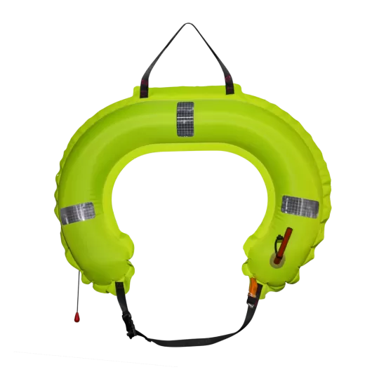Bouée Fer à Cheval Jon Buoy en container | Bouée FAC gonflable jaune | Bouée gonflable jaune