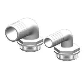 Coude 90° MM fileté cannelé blanc & joint bleu 1"1/2 Trudesign | accessoire wc bateaux et camping-car | 2 modèles