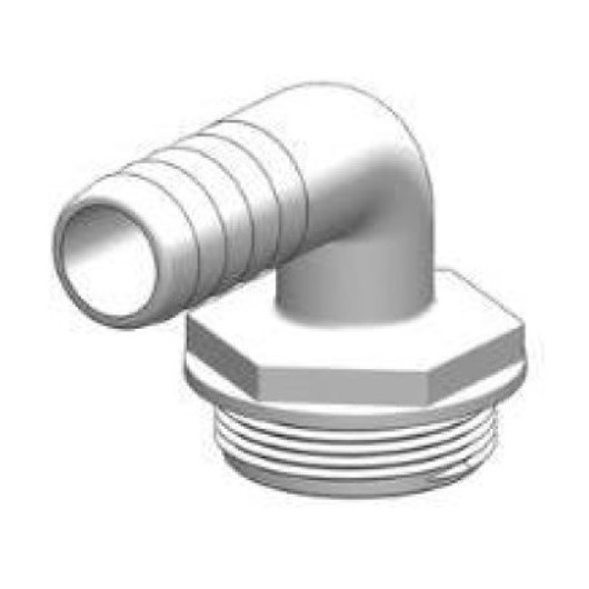 TRUDESIGN Coude 90° MM fileté cannelé blanc & joint bleu 1"1/2