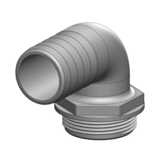 Coude 90° MM fileté cannelé blanc & joint bleu 1"1/2 Trudesign | accessoire wc bateaux et camping-car | 1"1/2 38 mm
