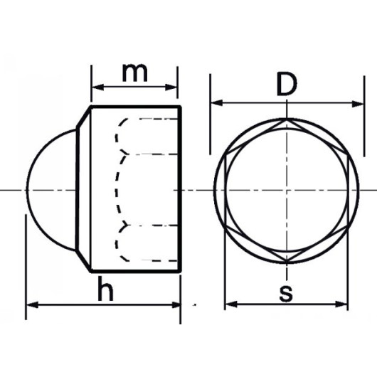 Cache écrou nylon Marinox blanc pour bateau ou camping-car | Visserie marine nylon | Dimensions