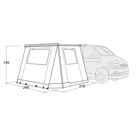 Backroads Awning Room auvent de store Outwell | shéma avec dimensions