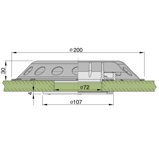 Aérateur UFO noir Vetus | Aérateur de pont de voilier, bateau à moteur ou van aménagé | dimensions