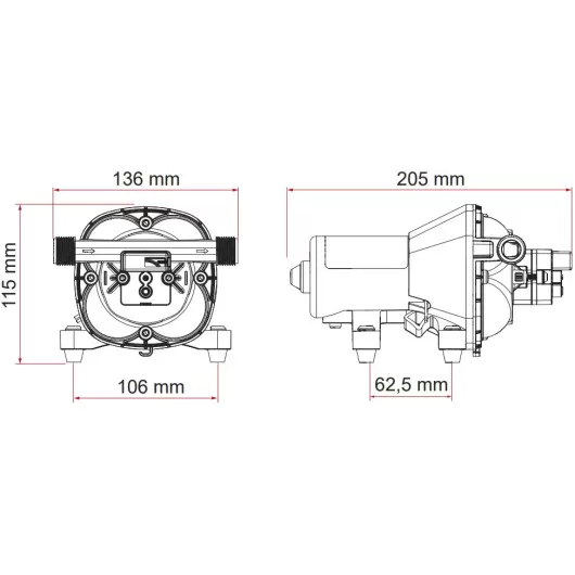 Aqua 8F 7L Fiamma | pompe à eau 12V automatique pour van, fourgon et camping-car | dimensions