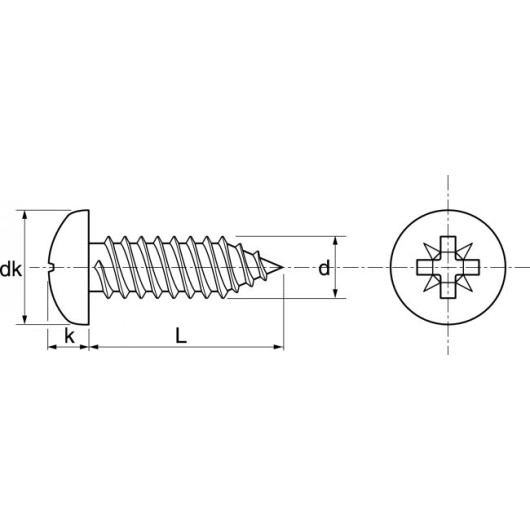 Vis inox A4 pour tôle Marinox tête cylindrique pozi 3,9 mm | Visserie marine acier inoxydable | Dimensions
