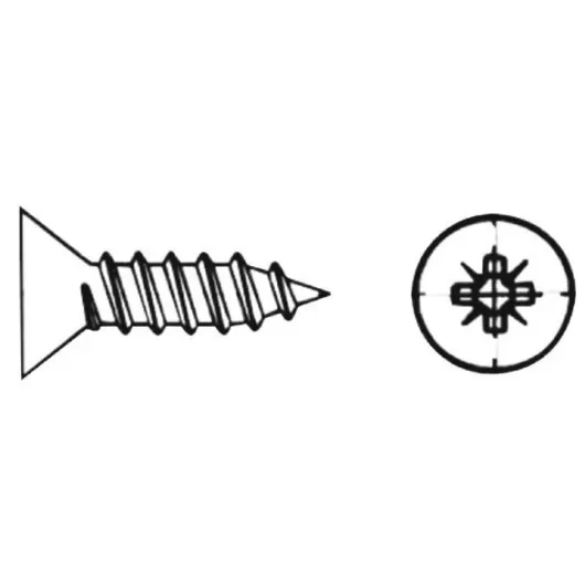 Vis inox A4 pour tôle Marinox tête fraisée pozi 2,9 mm pour van aménagé et bateau | Visserie marine acier inoxydable | Schéma