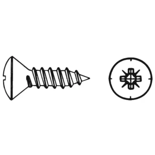 Vis inox A4 pour tôle Marinox tête fraisée bombé pozi 2,9 mm | Visserie marine acier inoxydable | Schéma