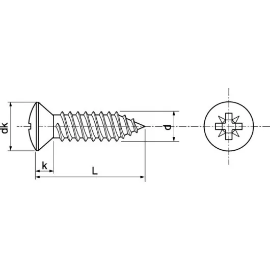 Vis inox A4 pour tôle Marinox tête fraisée bombé pozi 2,9 mm | Visserie marine acier inoxydable | Dimensions