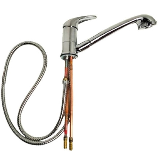 COMET Robinet mitigeur King avec douchette London avec contacteur 12V pour van, fourgon ou camping-car vue du dessous