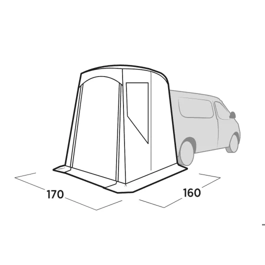Krossbu Mini auvent arrière Easy Camp pour voiture type Berlingo | shéma avec dimensions