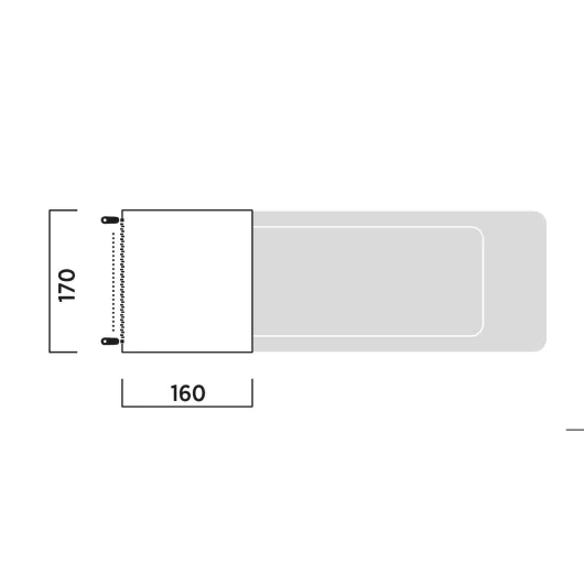 Krossbu Mini auvent arrière Easy Camp pour voiture type Berlingo | schéma avec dimensions d'emprise au sol