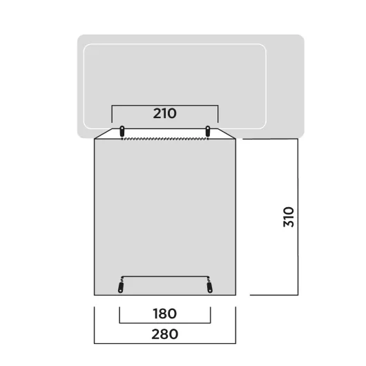 Utne auvent fourgon aménagé Easy Camp | schéma avec dimension de l'emprise au sol