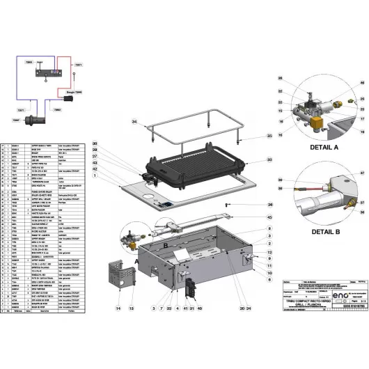 Plancha gaz grill réversible Tribu ENO | Barbecue & plancha pour cockpit catamaran bateau moteur | éclaté