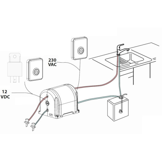 Chauffe-eau SANYMO HEATEK XB-3 - Boiler électrique 12 et 230 V pour VAN, camping-car et bateau : schéma d'installation simplifié