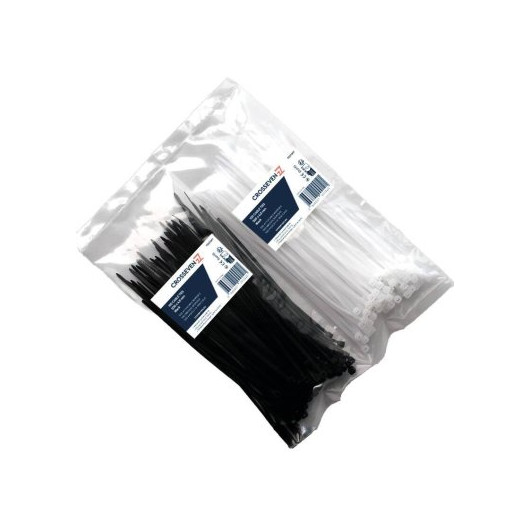 Lot de 100 rilsans 4,8 x 400 mm Crosseven | Collier de serrage pour réseaux bateaux, véhicule aménagé | lot en noir ou blanc