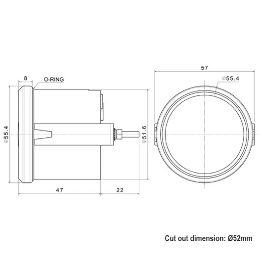 Jauge De Niveau De Carburant 52 Mm, 0-190 Ohms / 240-33 Ohms