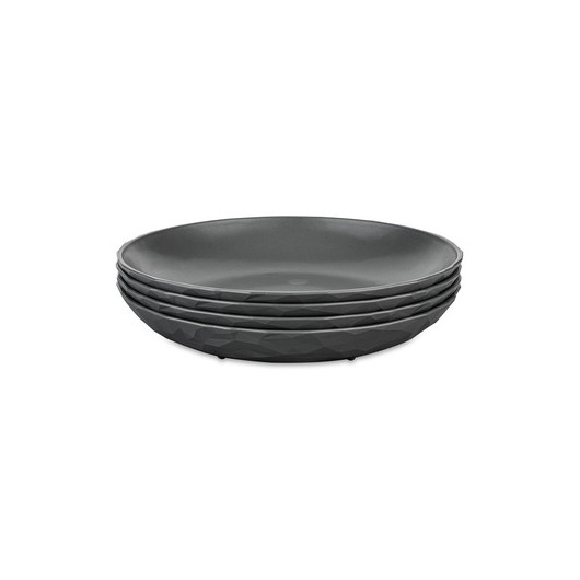 Assiettes creuses Ø 22 cm - vaisselle sans mélamine - anthracite