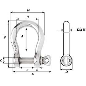 Manille inox HR lyre wICHARD | Manille pour accastillage bateau à voile ou moteur | inox forgé