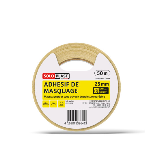 Rouleau adhésif de 50 m Soloplast pour le masquage | Travaux de masquage et de délimitation | 25 mm