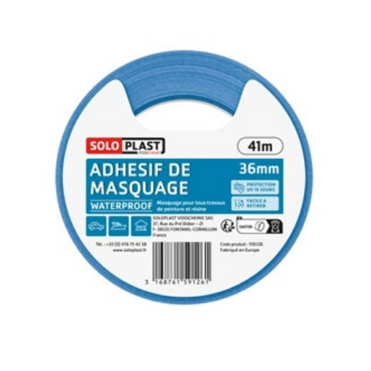 Adhésif de masquage Soloplast étanche | Adhésif bleu de 41 m pour travaux de peinture