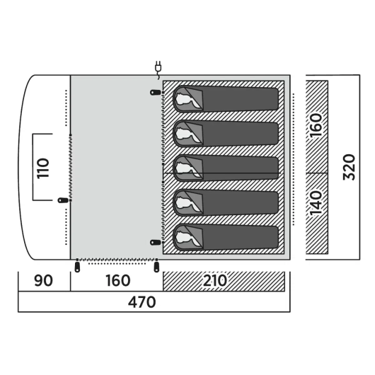 Skarvan 5 - tente familiale pour le camping - couchages