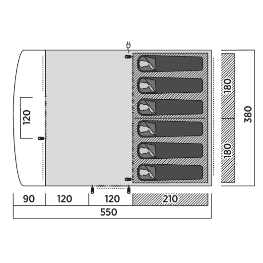 Skarvan 6 - tente familiale pour le camping - couchages