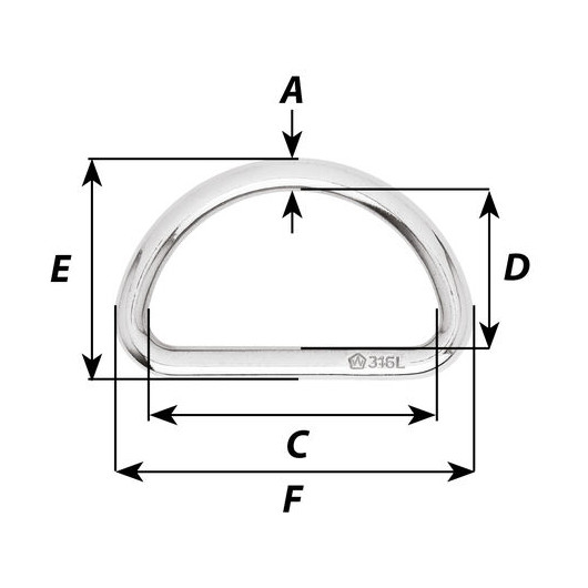 Anneau D inox 316L Wichard |Sangle, sandow & élastique accastillage équipement bateau à voile moteur | dimensions