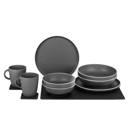 Vaisselle magnétique - 2 personnes - gris