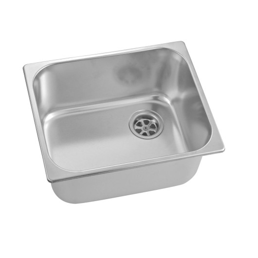 Évier carré Can LA1403 en inox | Accessoire de cuisine pour bateau et camping-car | Vue de côté avec bonde