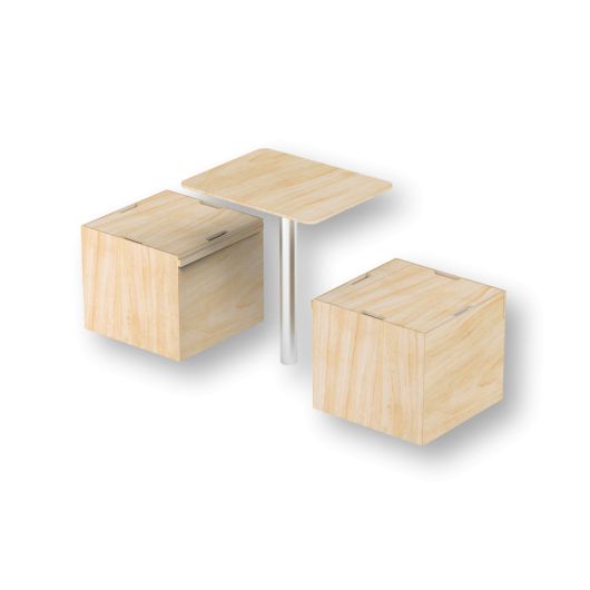 Petite assise PLUS AP pour aménagement de van Simple Vans | Table repas pour fourgon aménagé | Coffres-sièges