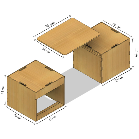 Petite assise PLUS AP pour aménagement de van Simple Vans | Table repas pour fourgon aménagé | Dimensions