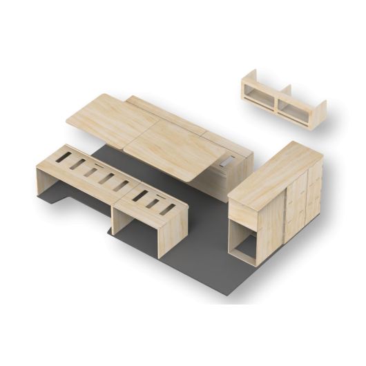 Kit aménagement pour fourgon Super Sleeper L2 / L3 de Simple Vans | Meubles en bois pour van aménagé | L2