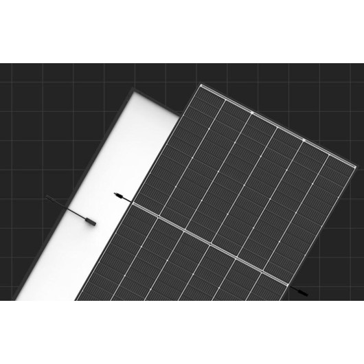 Trinasolar Vertex S+ 445 W - Panneau photovoltaïque pour van, fourgon, bateau, vu 2 panneaux face avant et arrière sans angle