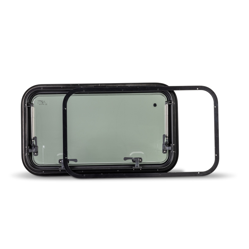 LENDISIY Fenêtre Basculante Camping-Car 500x300 Mm – Fenêtre Latérale Avec Brise-Vue & Moustiquaire, Verre Trempé, Ouverture 0-85°, Blanc/Noir