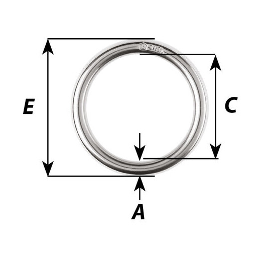 Anneau rond inox 316L Wichard | Anneau faible friction | accastillage bateau à voile régate ou plaisance | dimensions