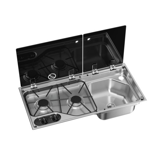Combiné évier gaz Dometic CVC1700G RH inox 2 feux – Cuisine camping-car / van