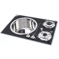 Réchaud évier gaz combiné pour bateau | Inox et verre trempé pour cuisson à bord | H2R Equipements