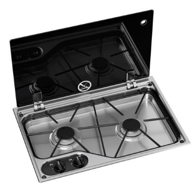 DOMETIC CVH1525G - Plaque de cuisson 2 feux gaz inox et couvercle verre