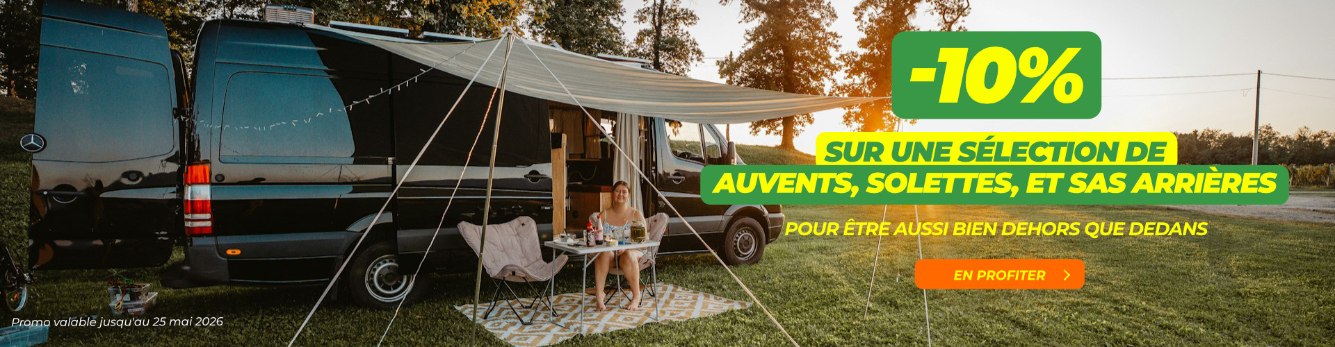 Jusqu'à -10% sur une sélection de auvents pour van, fourgon et camping-car